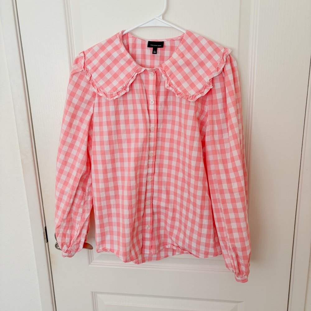 Target Who What Wear Pink Gingham Top